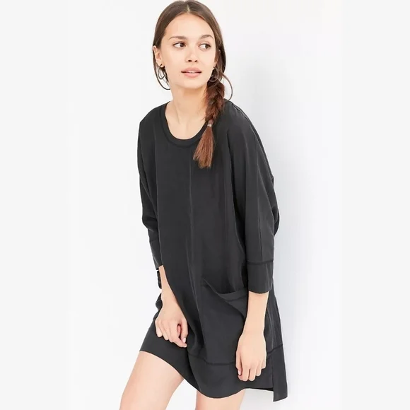 Silence + Noise Kaden Dolman Cocoon Shirt Dress in Black, M - Picture 6 of 15